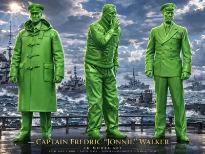 Captain Frederic Johnnie Walker in 3 poses  3D print model