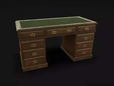 Vintage Desk Low-poly 3D model