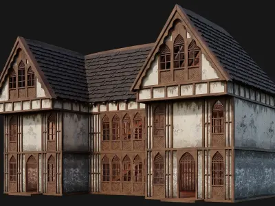 Old Medieval House Building 4K Textures GameReady 191 Low-poly 3D model