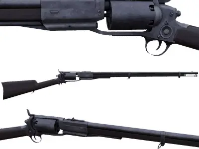 1855 Colt revolving rifle Low-poly 3D model