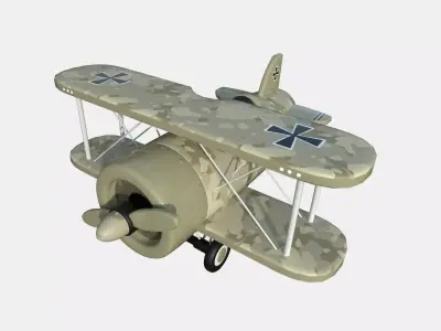 Airplane Cartoon A09 Desert Camouflage - Classic Aircraft Low-poly 3D model