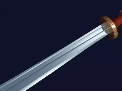 Grossmesser sword with Spatha handle Low-poly 3D model