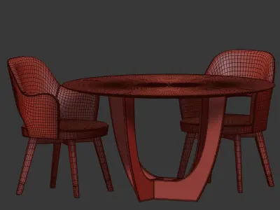 Dining Set table and chairs 3D model