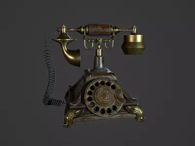 Antique Telephone Low-poly 3D model