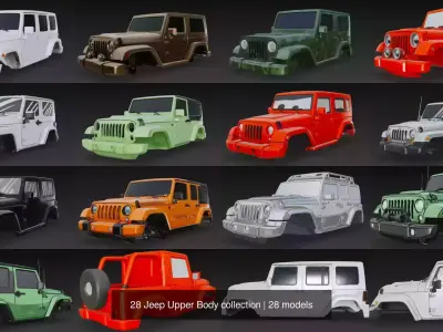 28 Jeep Upper Body collection 3D Model Pack