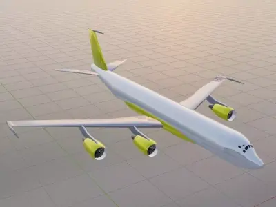 Fictional Proposed Quad Engine Jetliner 707-700 CFM Inspired Low-poly 3D model
