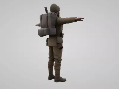  Old Turkish soldier 3D model Low-poly 3D model