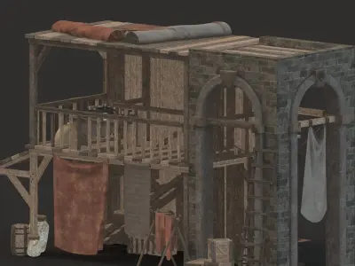 medieval market Low-poly 3D model buy