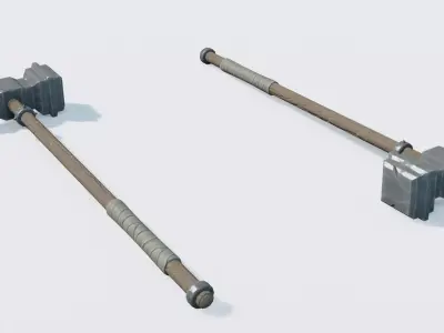 Handpainted Fantasy Mallet Low-poly 3D model