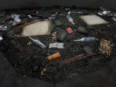 Garbage pile of papers on rock Low-poly 3D model