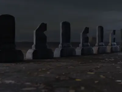 Hand Sculpted cemetery gravestones part 1 Low-poly 3D model