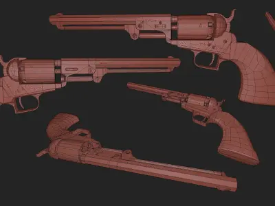 Colt Revolver Navy Low-poly 3D model