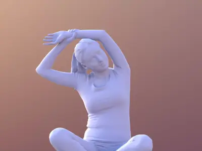 Elena 10677 - Sporty Woman Sitting On The Ground Stretching 3D model