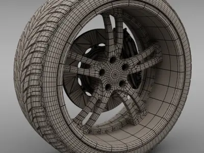 Savini Forged SV-32S Wheel and Tire 3D model