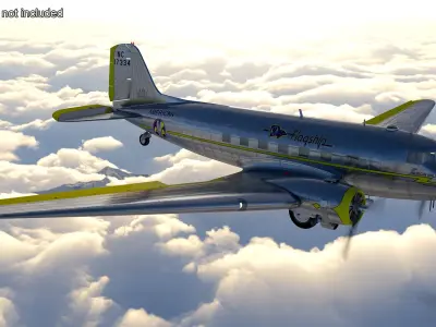 Vintage Propeller Aircraft Douglas DC-3 Rigged for Maya 