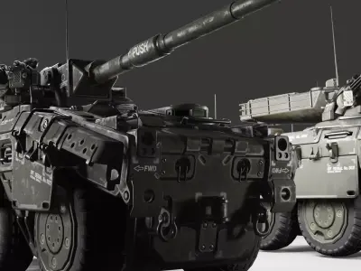military tank low poly 3D model