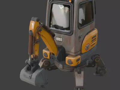 Stylized Chibi Sci-Fi Excavator Walker Scout Low-poly 3D model