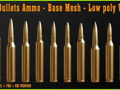 30 Bullets Ammo - Base Mesh - Low poly Vol 1 Low-poly 3D model