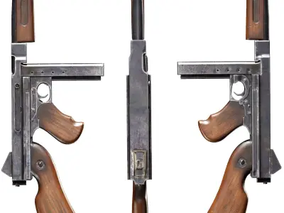 Thompson Submachine Gun Free low-poly 3D model purchase
