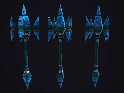 Stylized Weapon Ice Staff Low-poly 3D model