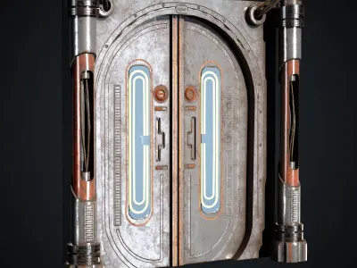 15 Scifi Doors Game Ready Low-poly 3D model