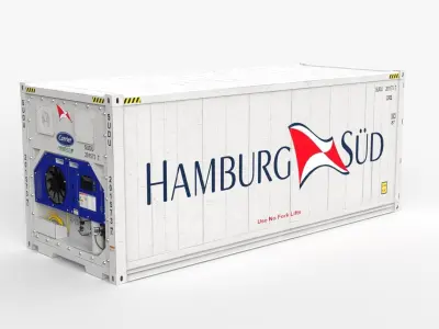20ft Hamburg Sud shipping Container Reefer CARRIER 3D model