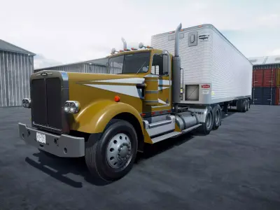 SemiTruck dryvan trailer unity asset Low-poly 3D model