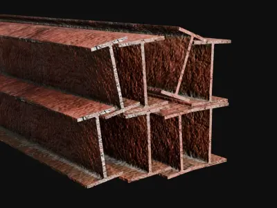 Game-Ready Old Rusty Metal Beams Low-poly 3D model