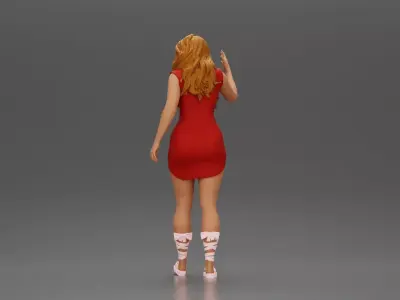 Graceful woman waving with elegance and a warm expression 3D print model