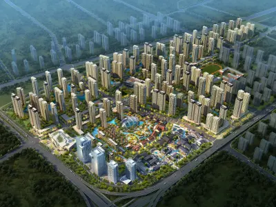 3Dmax fashion city commercial square building 281 3D model