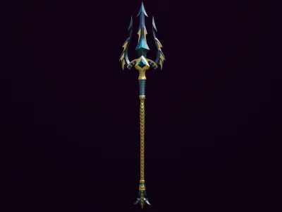  4 Fantasy Tridents All PBR Unity UE Textures Included 