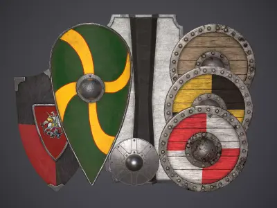 Medieval Shields Low-poly 3D model