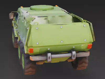 Wrecked Forest Green APC 3D Model Low-poly 3D model