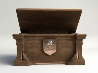 Game Antique Wooden Treasure Chest loot 3D model