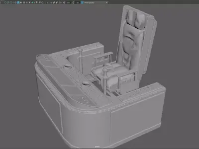 Sci-Fi Spacecraft Cockpit  Pilot Control Station  Low-poly 3D model