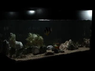 Aquarium fish tank on table 3D model