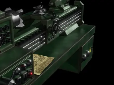 Game model of the Old Lathe Free low-poly 3D model