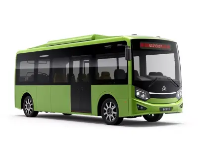 Green Eco Bus model pack Low-poly 3D model