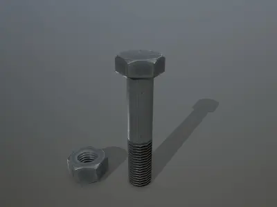 Bolts bolt and nut Low-poly 3D model 11