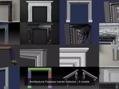 Architectural Fireplace mantel collection 3D Model Pack purchase