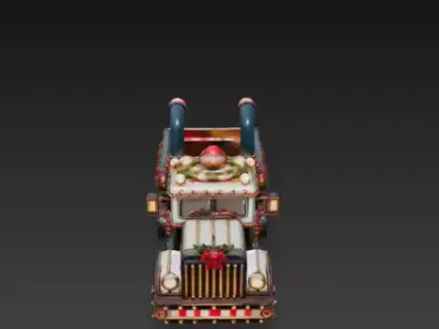 3D Winter Christmas Delivery Truck Scene 3D print model