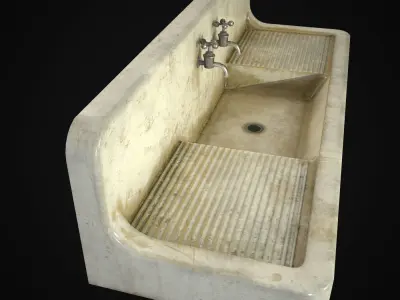 Antique Kitchen Sink Low-poly 3D model