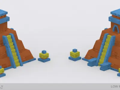 Mayan Pyramid Cartoon Low-poly 3D model