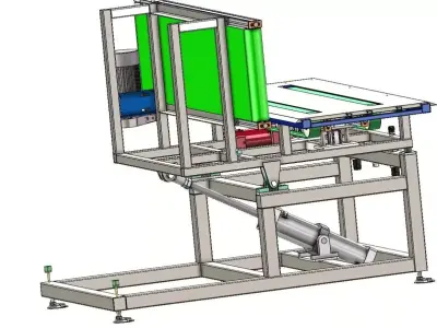 Hydraulic Cylinder Operated Tilting Platform with Belt Conveyor 3D model