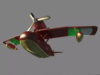The red pig cartoon planes 3D model
