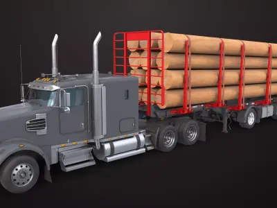 Truck 07 Log Trailer Generic Collection All PBR Unity Textures Low-poly 3D model