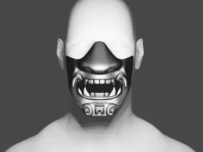 Game ready mesh and textures Samurai mask 3D model