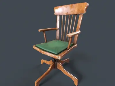 Antique Office Chair Low-poly 3D model