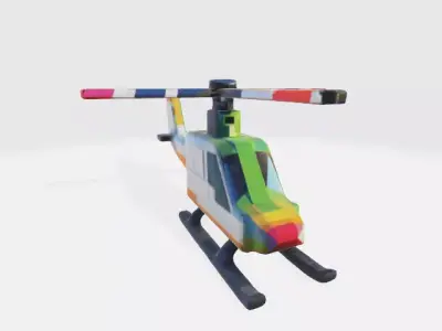  Low-Poly Simple Helicopter with vibrant solid colors Low-poly 3D model