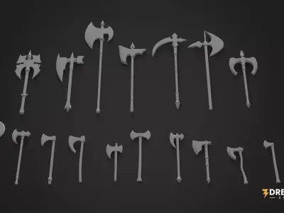 Axe Base Mesh Pack Vol 01 - Ready for Sculpting Texturing Low-poly 3D model